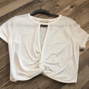 White T-shirt with cut out in middle